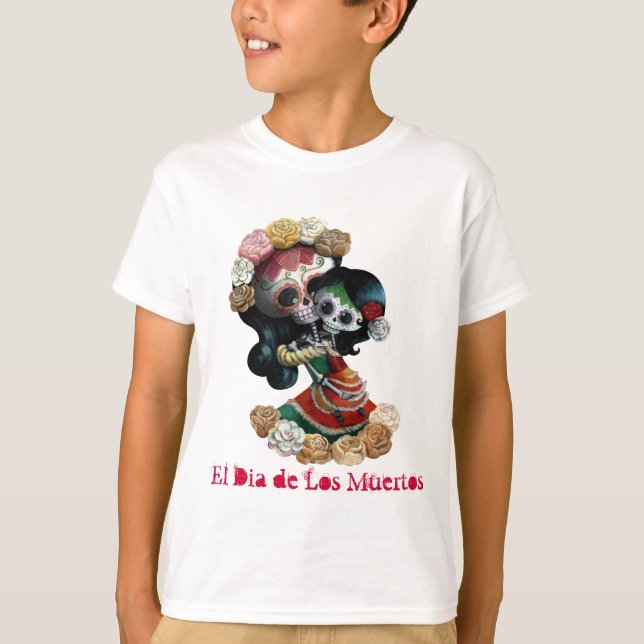 Camiseta Amor maternal de esqueleto mexicano (Frente)