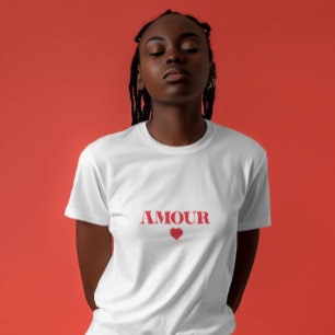 Camiseta amor minimalista coração vermelho tipografia simpl