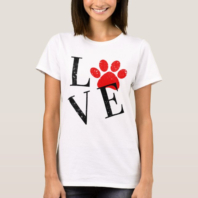 CAMISETA AMOR MODERNO MÃE DE CÃO PATAS  (Frente)