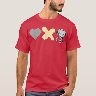 Camiseta Amor Morte Robotsyellow Piel Heart, X e Rob fofo