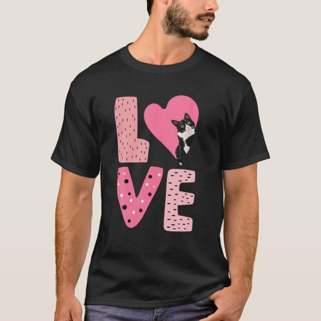 Camiseta AMOR Namorados Tuxedo Para Kitten E Ani (Frente)
