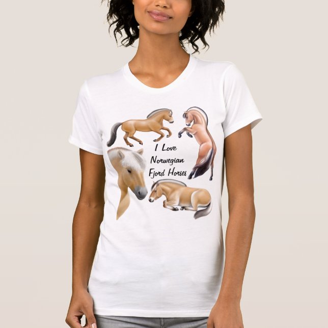 Camiseta Amor norueguês do cavalo do fiorde customizável (Frente)
