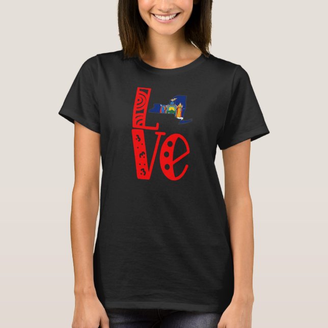Camiseta Amor Nova York em Blocos-Cartas (Frente)