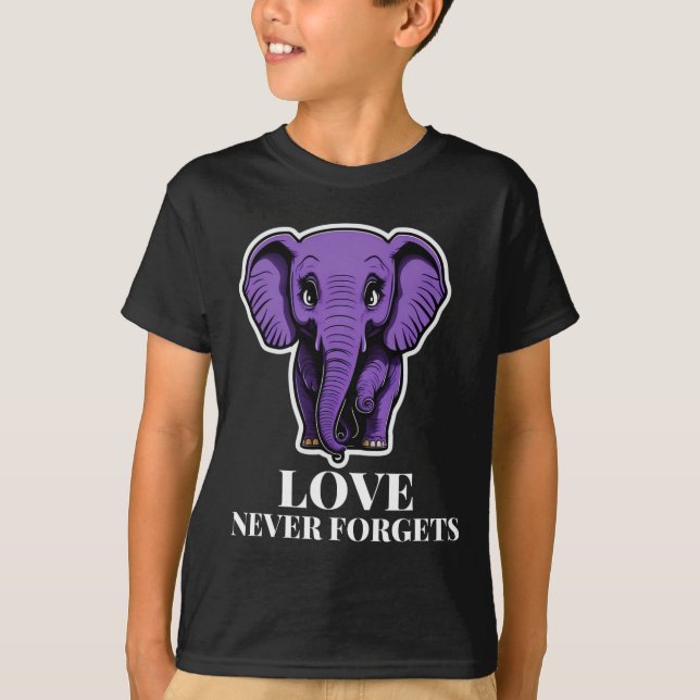 Camiseta Amor Nunca Esquece Elefante Para Mulher Alzheimer (Frente)