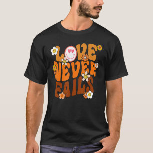 Camiseta Amor Nunca Falha Vintage cristão Retro Groovy Fl
