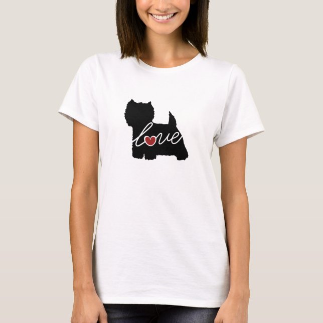 Camiseta Amor ocidental de Terrier das montanhas (Westie) (Frente)