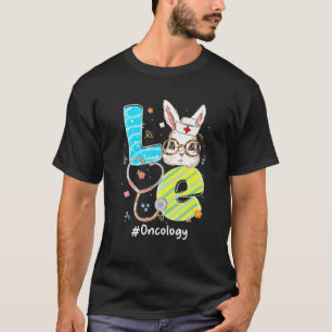 Camiseta AMOR Oncologia Bunny Lover Stethoscope Páscoa Day