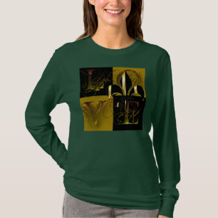 Camiseta Amor ouro negro, Fleur de Lis, texto personalizáv