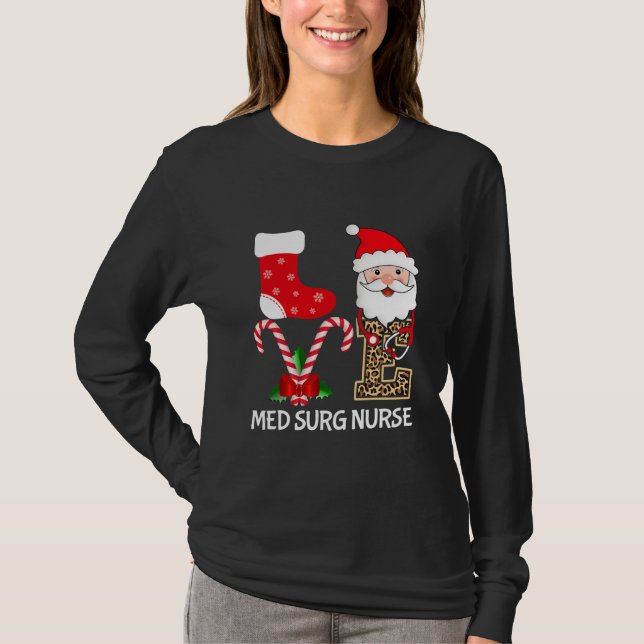 Camiseta Amor Pai Natal Stethoscope Med Surg Nurn Leopard (Frente)