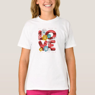 Camiseta Amor Palavras E Blossomas Em Arte Realista