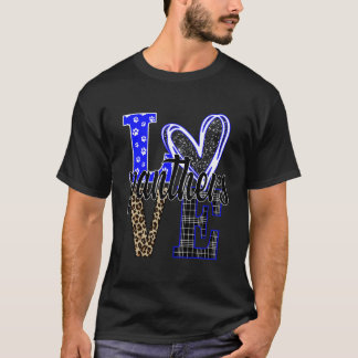 Camiseta Amor Panteras Mascote Espírito Escolar Azul Branco