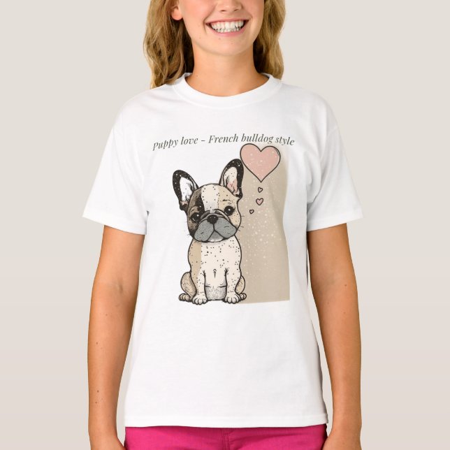 Camiseta Amor pãozinho - Camisa-T, estilo de cão-touro fran (Frente)