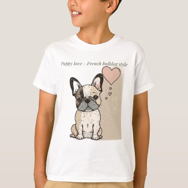 Camiseta Amor pãozinho - Camisa-T, estilo de cão-touro fran (Frente)