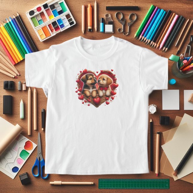 Camiseta Amor pãozinho para Dia de os namorados (This is a sweet Valentine's Day tee shirt for your girl. Puppy love.)