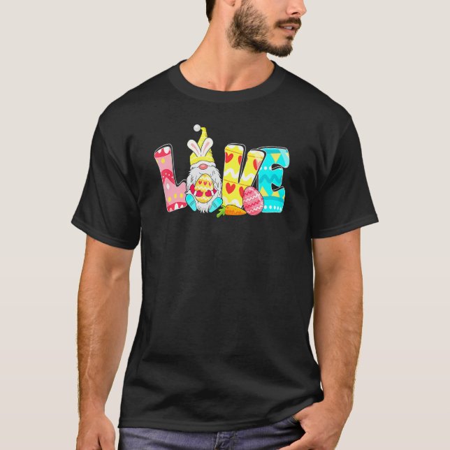 Camiseta Amor Páscoa Gnomo Ovo Caçando Páscoas Engraçadas H (Frente)