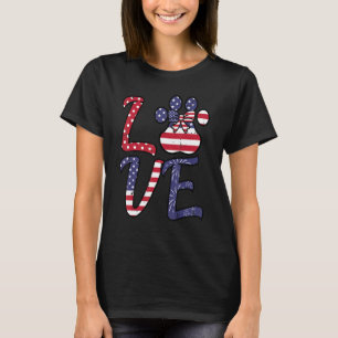 Camiseta Amor Pata Laço Bandeira Americana 4 De Julho Patri