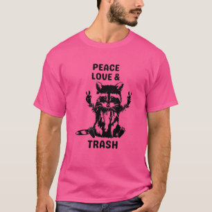 Camiseta Amor Paz E Trash Raccoon Natureza Caminhando Terra