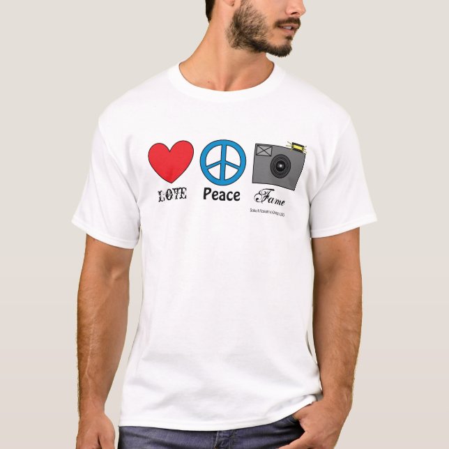 Camiseta Amor, paz, fama (Frente)