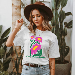 Camiseta Amor, Paz, Flores de Margaridas