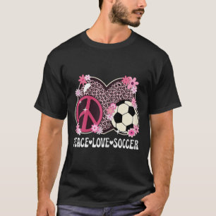 Camiseta Amor Paz Futebol Amante Estampa de Leopardo Mulher