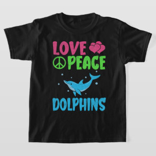 Camiseta Amor Paz Golfinhos Animais Marinhos Fofos Amante d