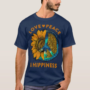 Camiseta Amor Paz Hippiness Sinal de Paz Girassol Sinal 60s