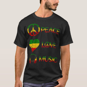 Camiseta Amor Paz Música Rasta Reggae Raízes Rastafari