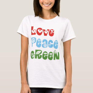 Camiseta Amor, paz, t-shirt verdes