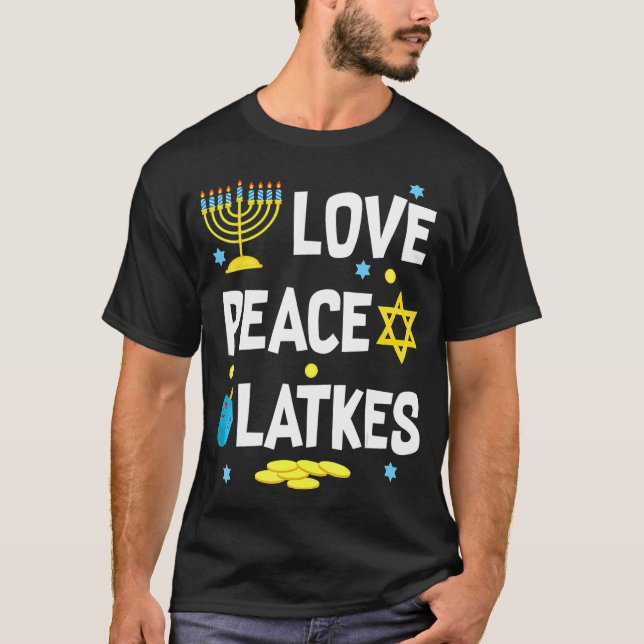 Camiseta Amor Paz Trava Hanukkah Chanukah Judeu (Frente)