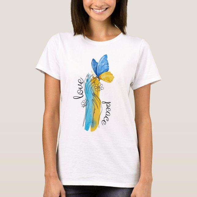 Camiseta Amor, Paz Ucrânia, (Frente)
