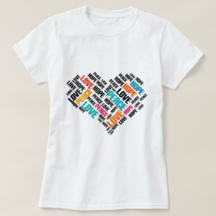 Camiseta AMOR PEACE ESPERE Na moda em nuvem de palavras