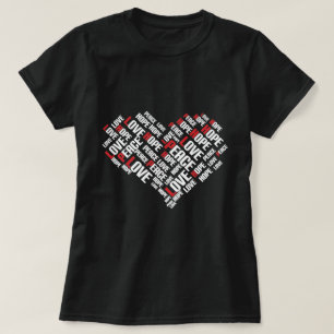 Camiseta AMOR PEACE ESPERE Na moda em nuvem de palavras