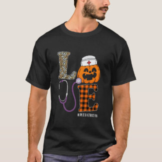 Camiseta Amor Pediatra Enfermeira Leopardo Abóbora Hallowee