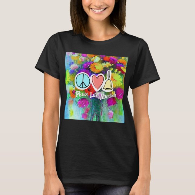 Camiseta Amor Pela Paz E Dispositivos De Mão, Flores Design (Frente)