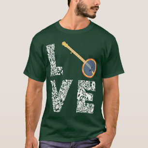 Camiseta Amor pelo Banjo Música Country Bluegrass Instrumen