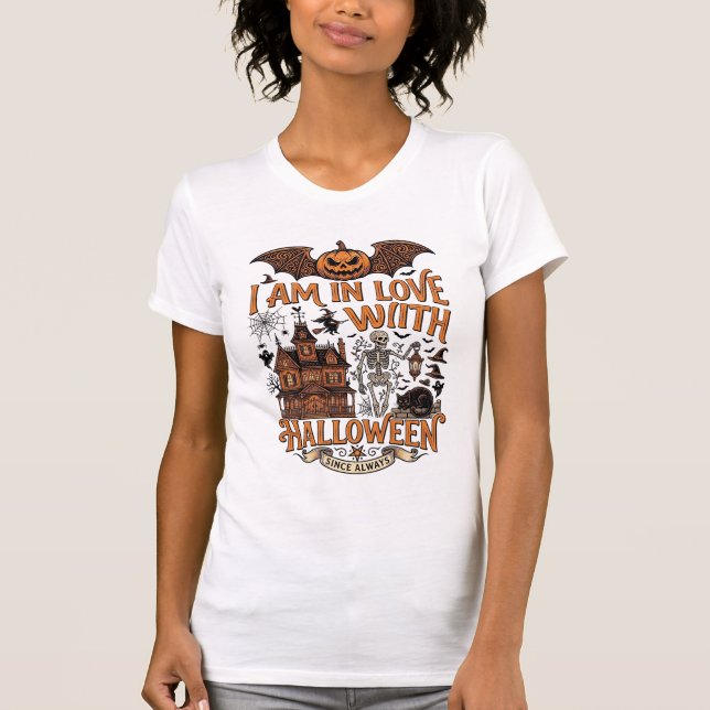 Camiseta Amor Pelo Esqueleto da Casa Assombrada de Hallowee (Frente)
