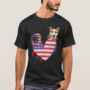 Camiseta Amor Pembroke Welsh Corgi Bandeira da América Gira