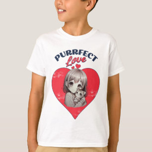 Camiseta Amor Perfeito Ilustração de Coração de Menina Gata