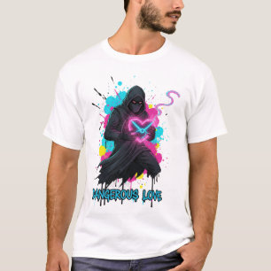 Camiseta Amor Perigoso Neon Heart Urban Graffiti Gráfico T