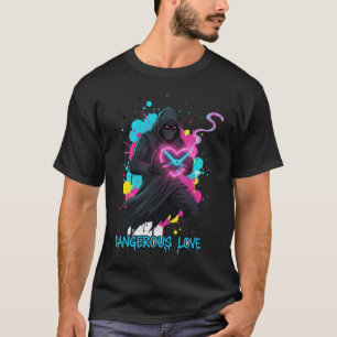 Camiseta Amor Perigoso Neon Heart Urban Graffiti Gráfico T