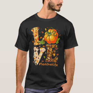 Camiseta Amor Professor Vida Feliz Outono Todos Outono Prof