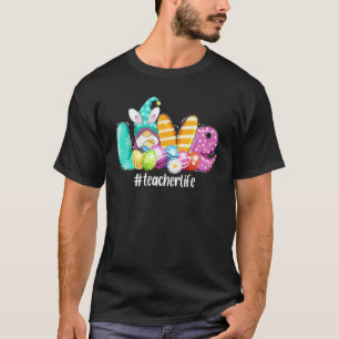 Camiseta Amor Professor Vida Páscoa Gnome Orelhas de Coelho