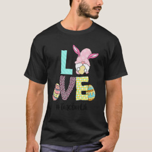 Camiseta Amor Professor Vida Páscoa Gnome Orelhas de Coelho