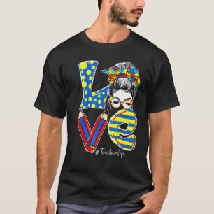 Camiseta Amor Professora Vida Autismo Conscientização Coque