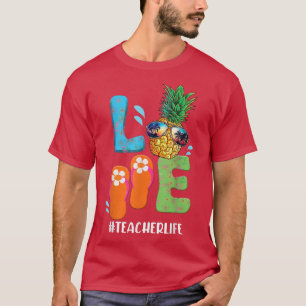Camiseta Amor Professora Vida Natal Em Julho Verão Abacaxi