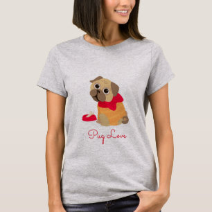 Camiseta Amor Pug cachorro pug fofo amante de animais