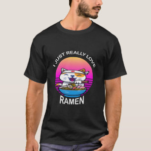 Camiseta Amor Ra Japonês Noodles Kawaii Anime Cat