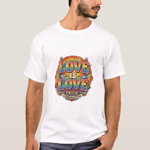 Camiseta Amor Retro É Orgulho Igualdade Arco-Íris Vintage 