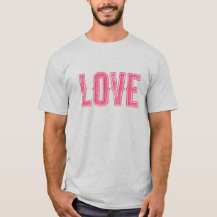 Camiseta Amor Retrô - Tipografia Desgastada Rosa Vintage