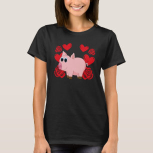 Camiseta Amor Rosas De Coração Porcos Meninos 1
